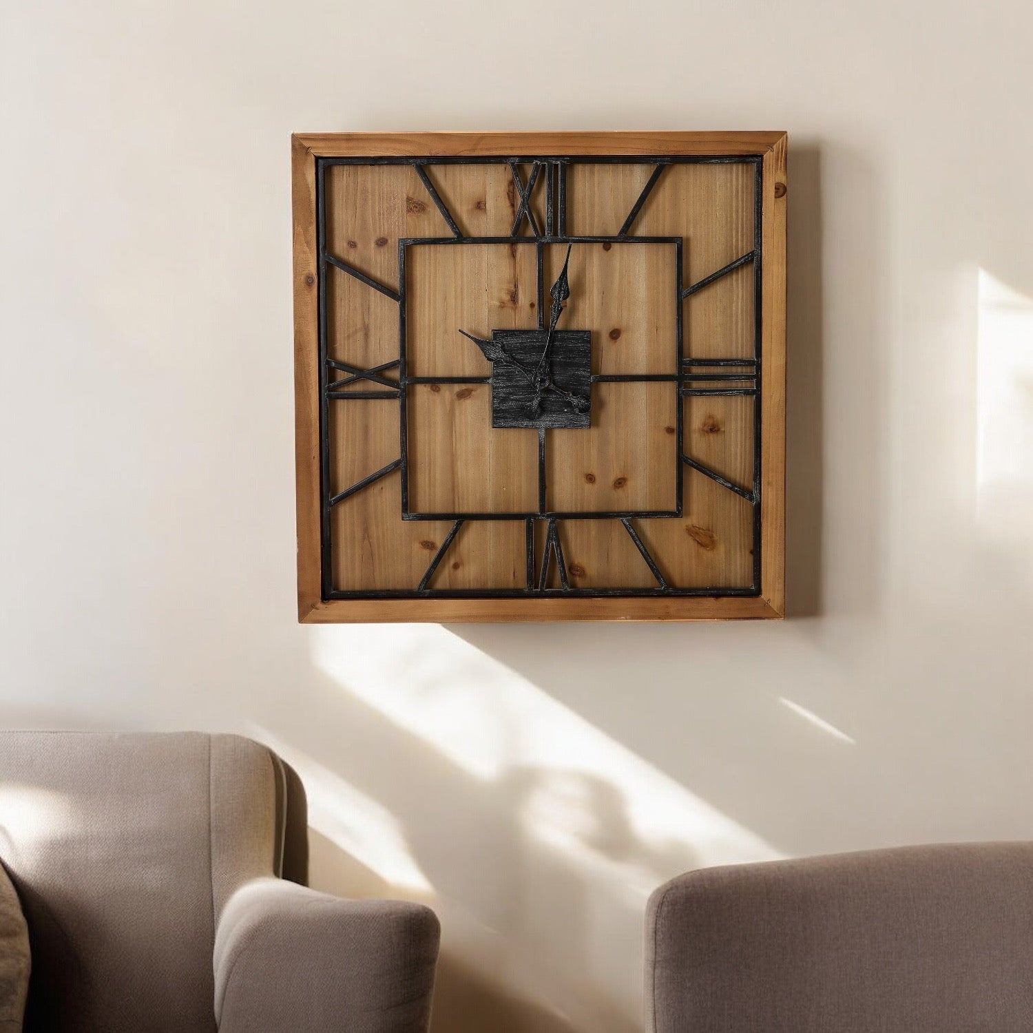 large square wooden clock