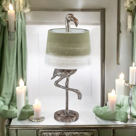 Flamingo Table Lamp - Sage Green fade Lampshade - Clearance Reduced