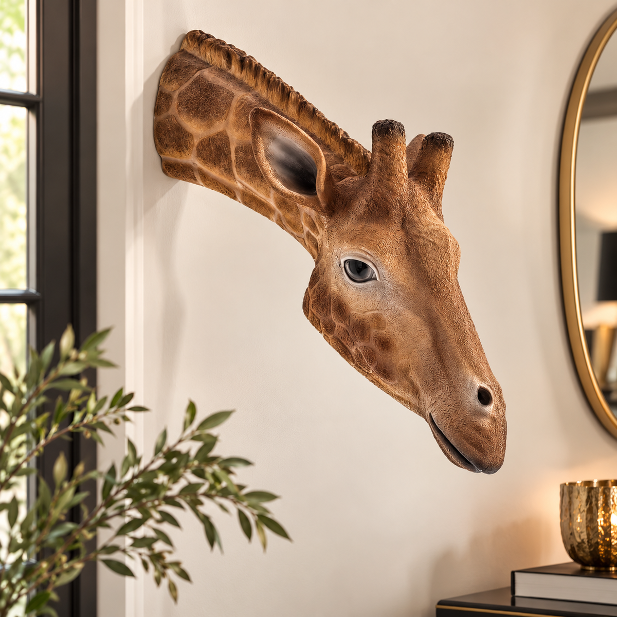 Large Giraffe Head Wall Sculpture | Safari Wall Decor
