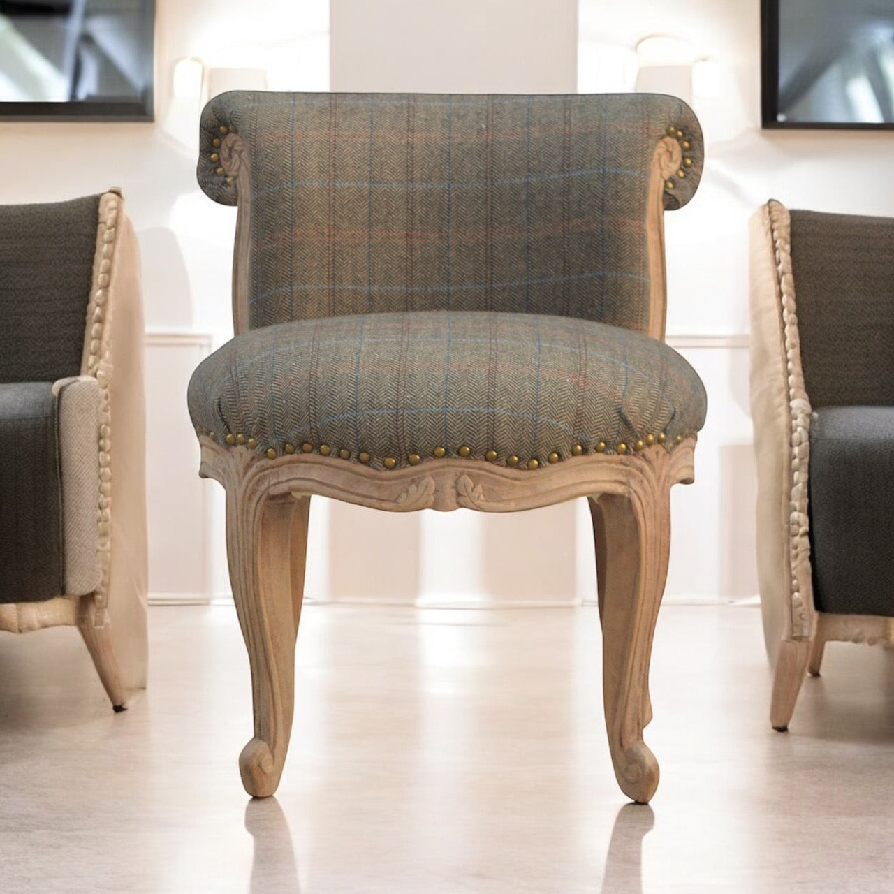 Tweed Studded Occasional Chair