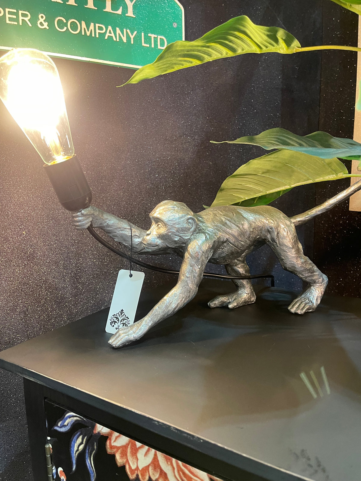 Antique Silver Monkey Table Lamp | Luxury Statement Lighting