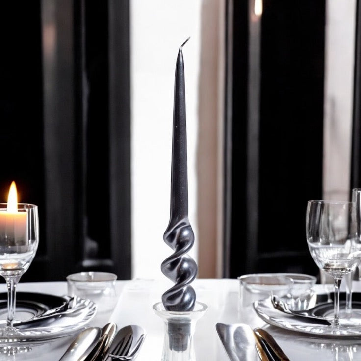 Metallic Black Twist Candle