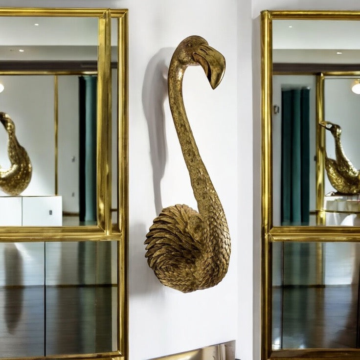 Flamingo - Golden Wall Sculpture