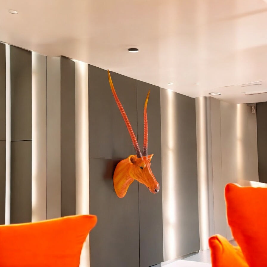 Antelope Wall Sculpture - Vibrant Orange