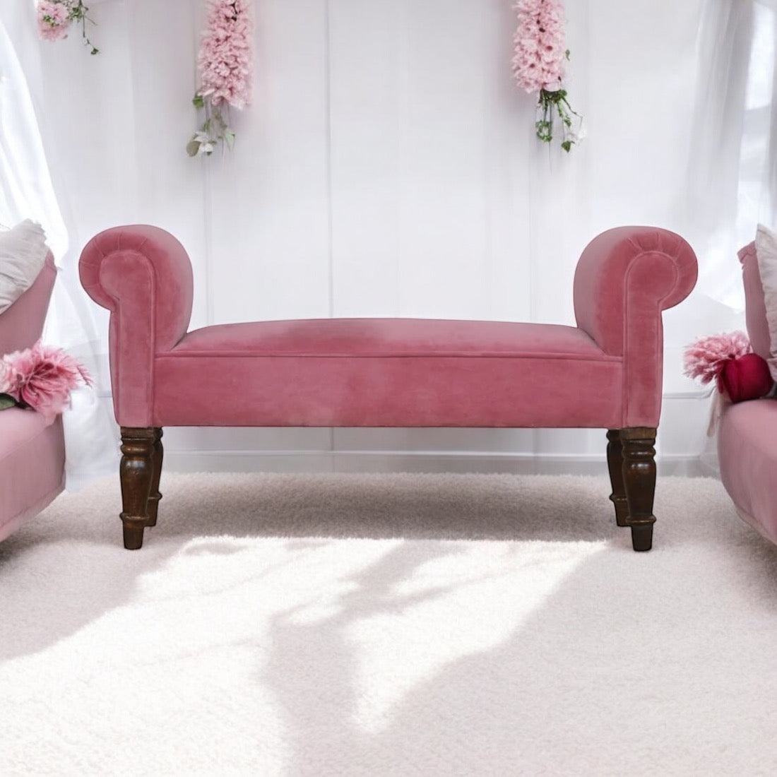 Pink Velvet bench