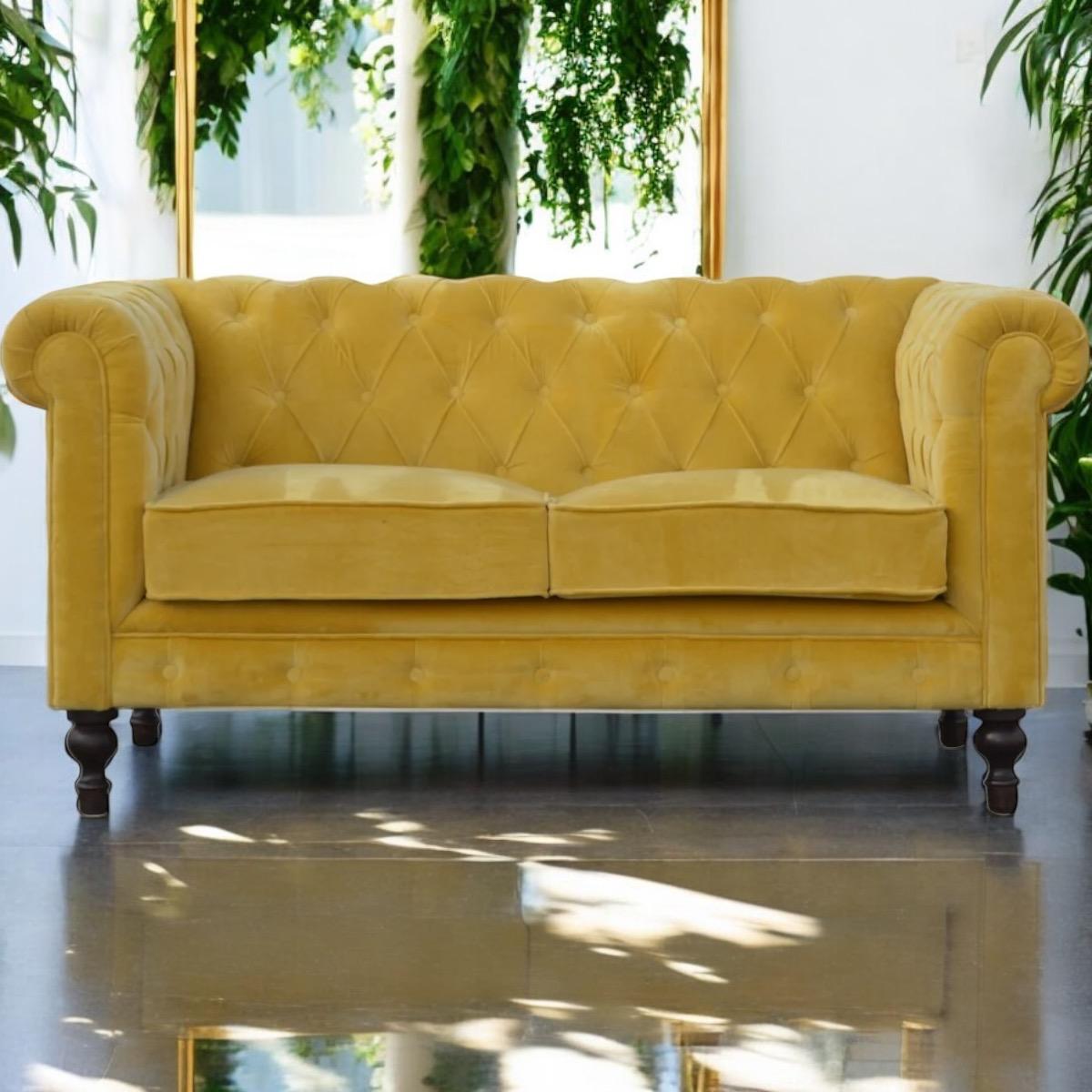 Yellow Chesterfield two seater sofa - PRE ORDER ONLY