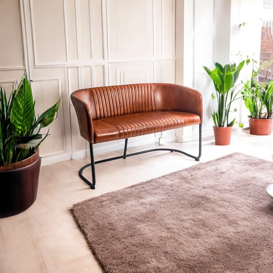 Vintage Tan Leather - 2 Seater Sofa