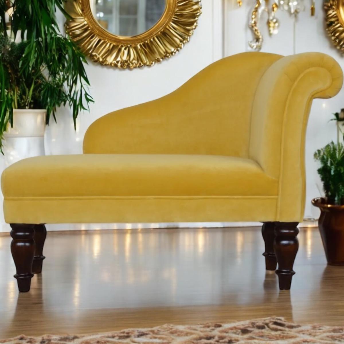 Chaise Lounge - Mustard Velvet