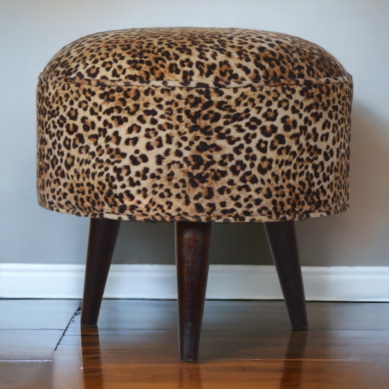 Leopard Nordic style Velvet footstool