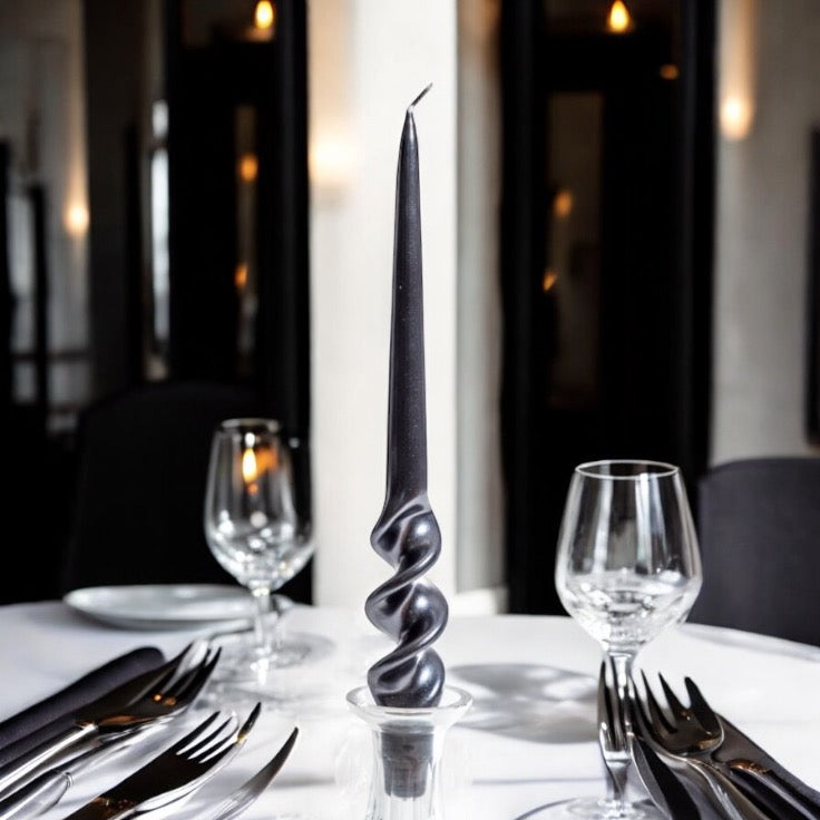 Metallic Black Twist Candle