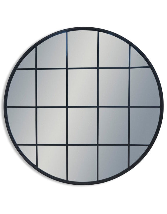 Large Circular Window Mirror - Black
