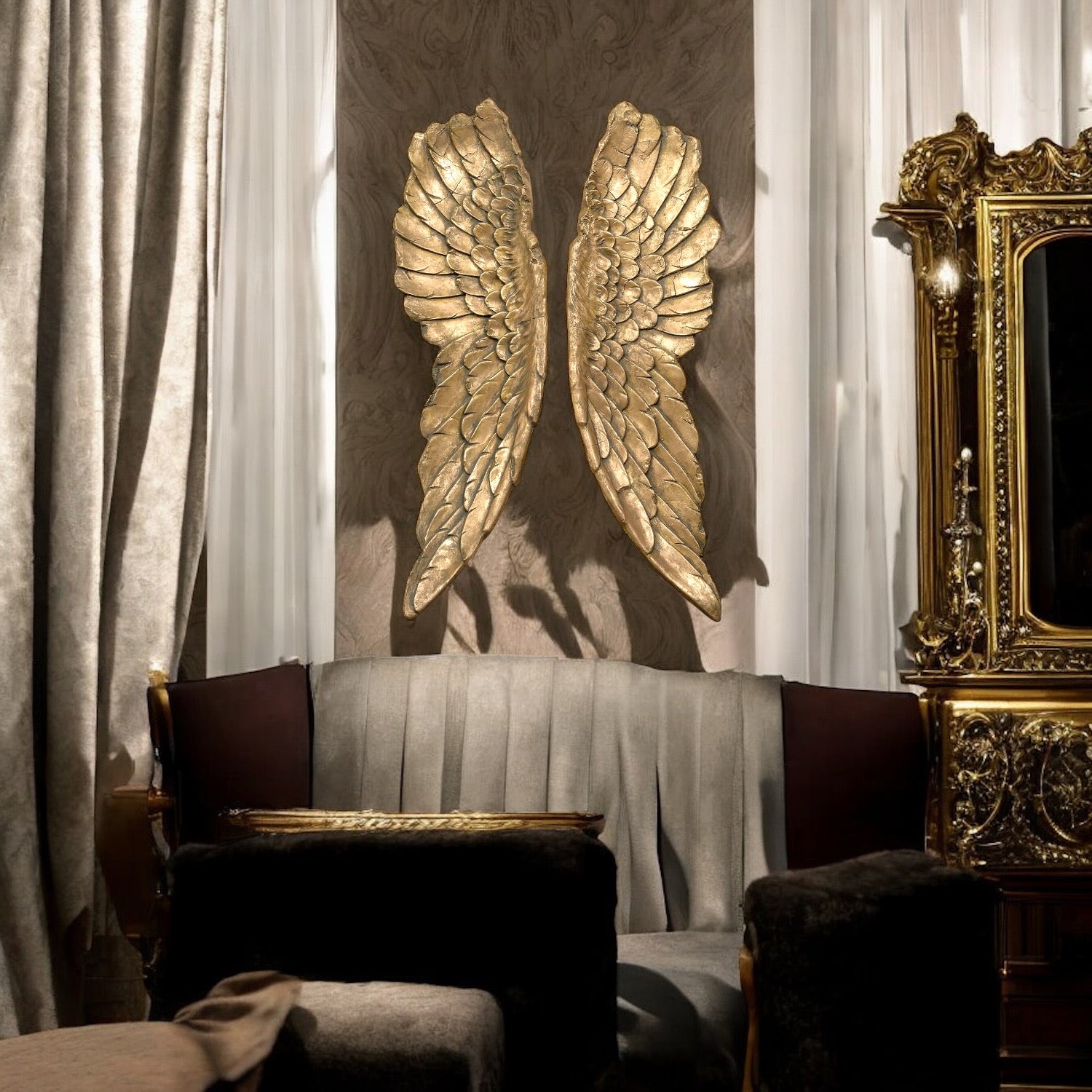 Golden Angel Wings - Wall mounted Sculpture