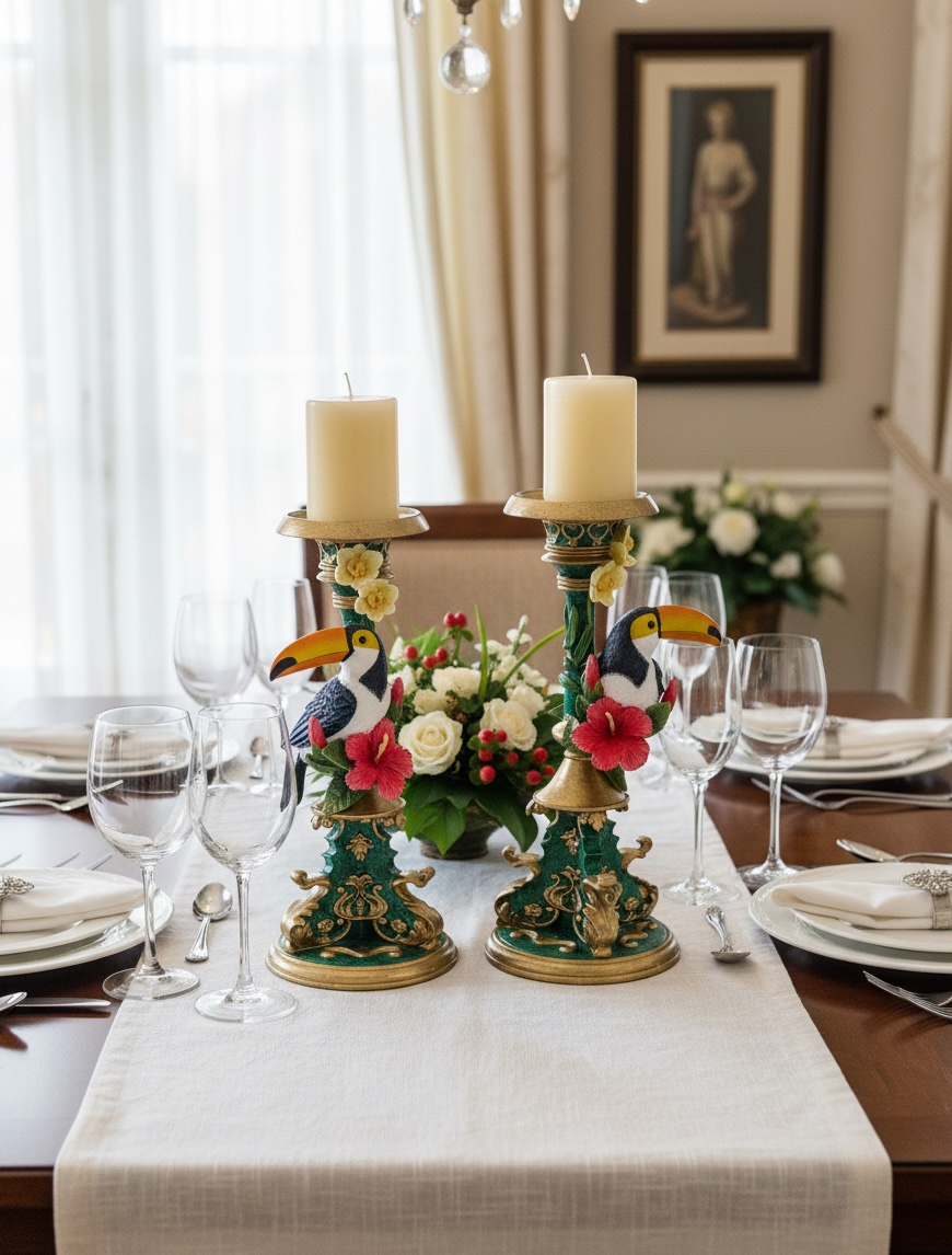 Toucan candle holder set