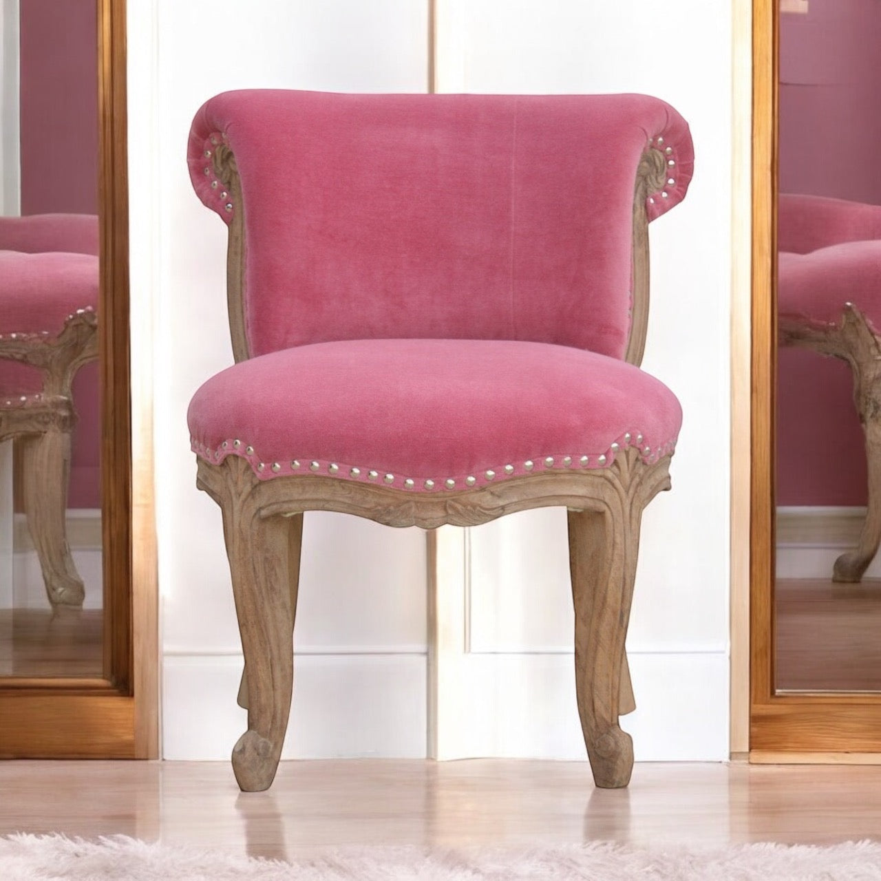 Pink velvet studded Chair