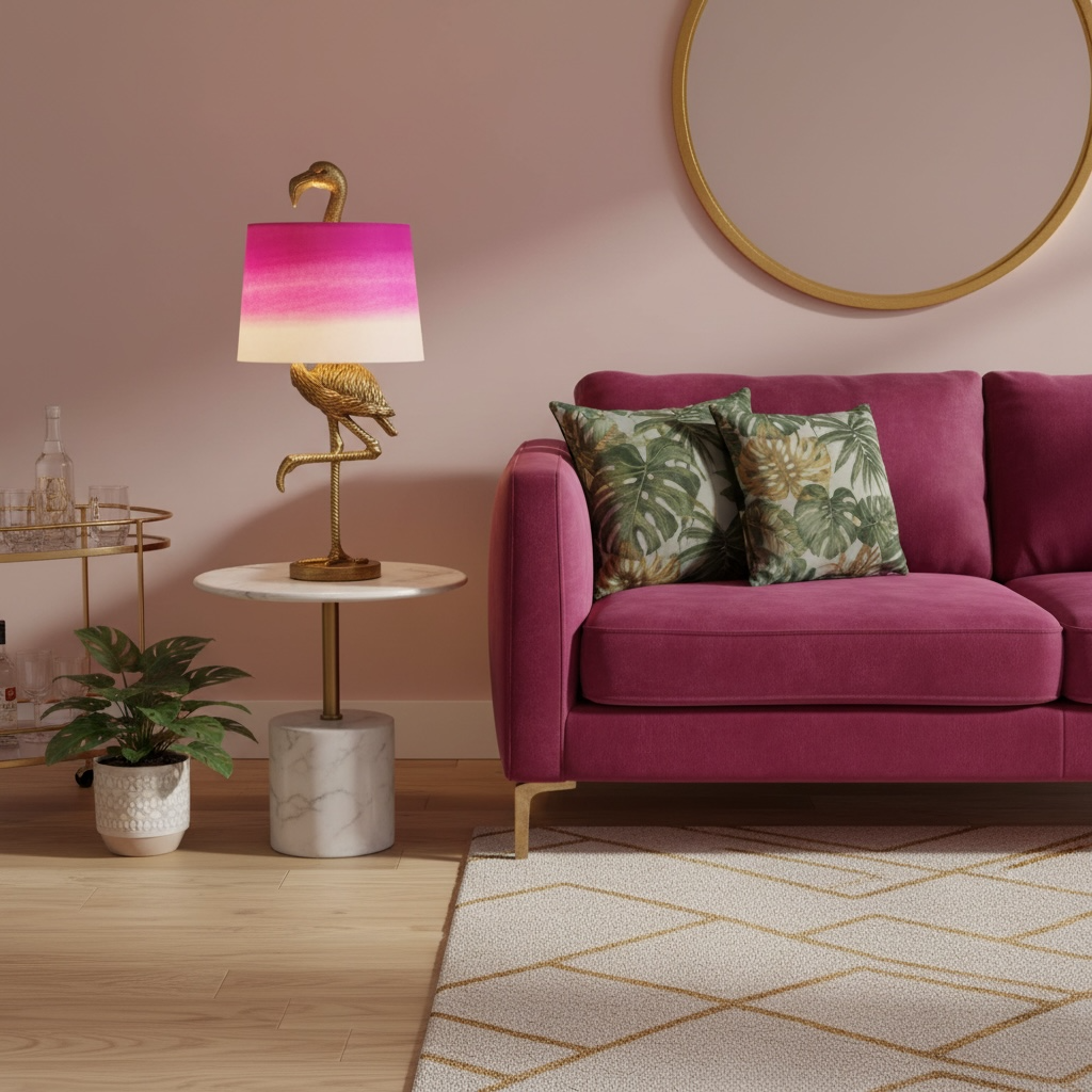 Flamingo Table Lamp - Pink fade Lampshade