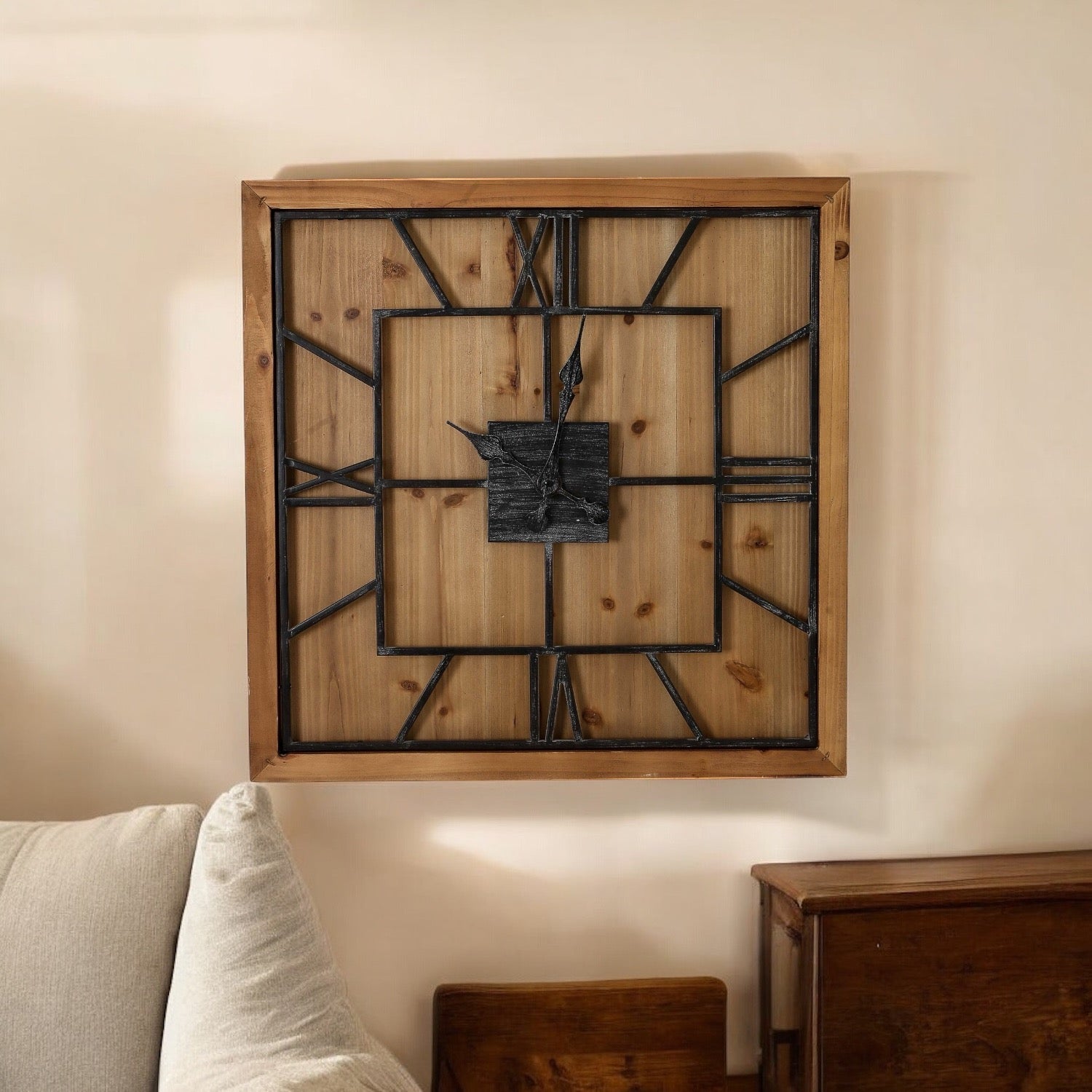 large square wooden clock
