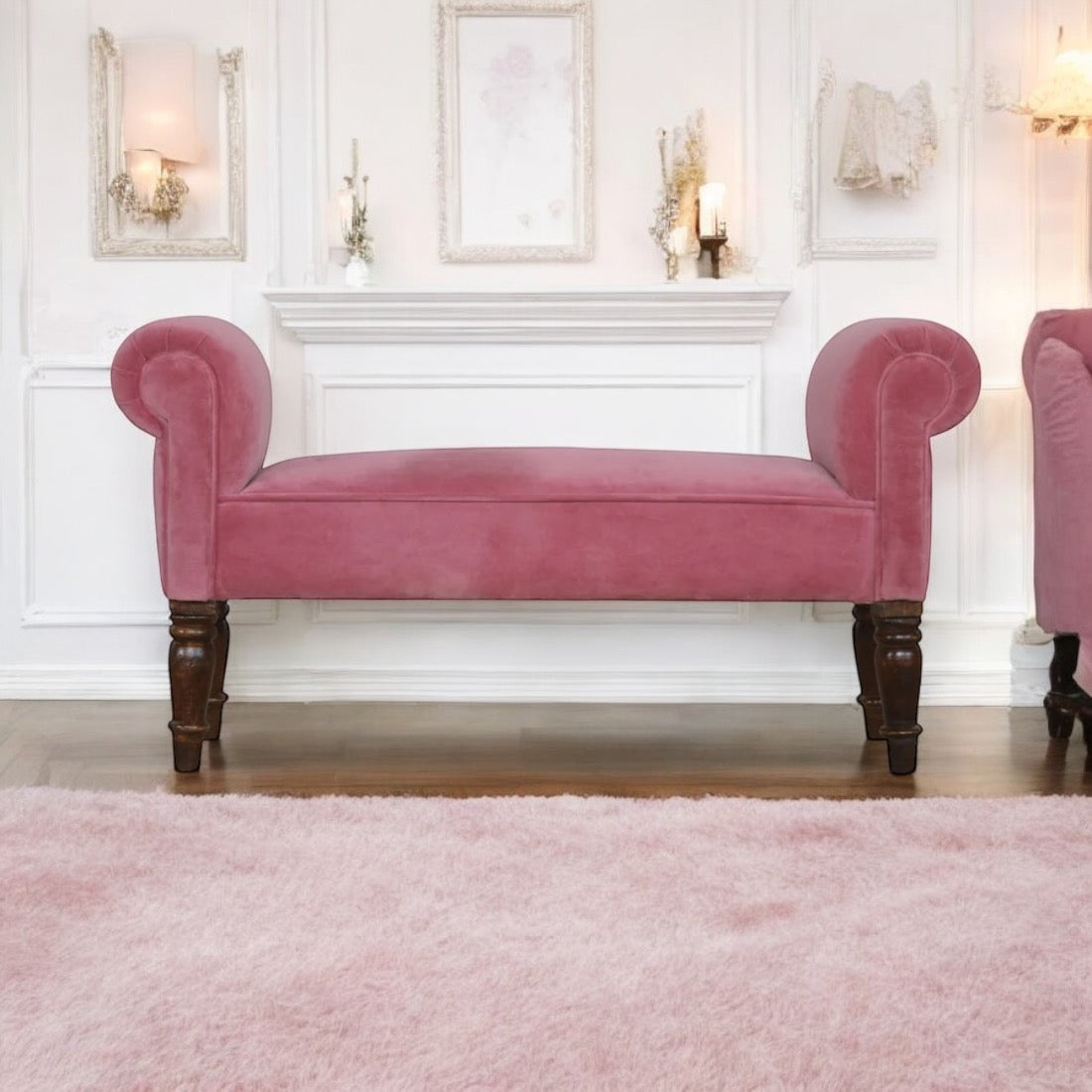 Pink Velvet bench