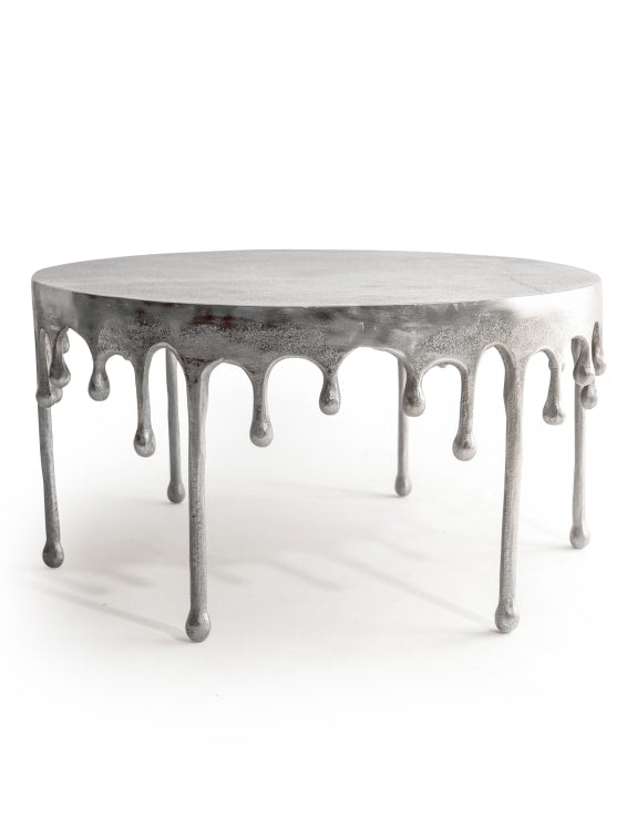Silver Drip Coffee Table – Luxury Round Statement Coffee Table