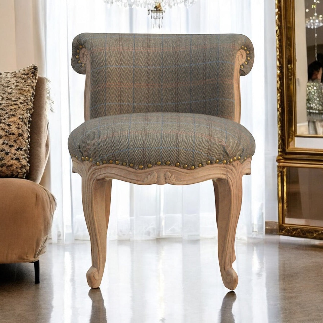 Tweed Studded Occasional Chair