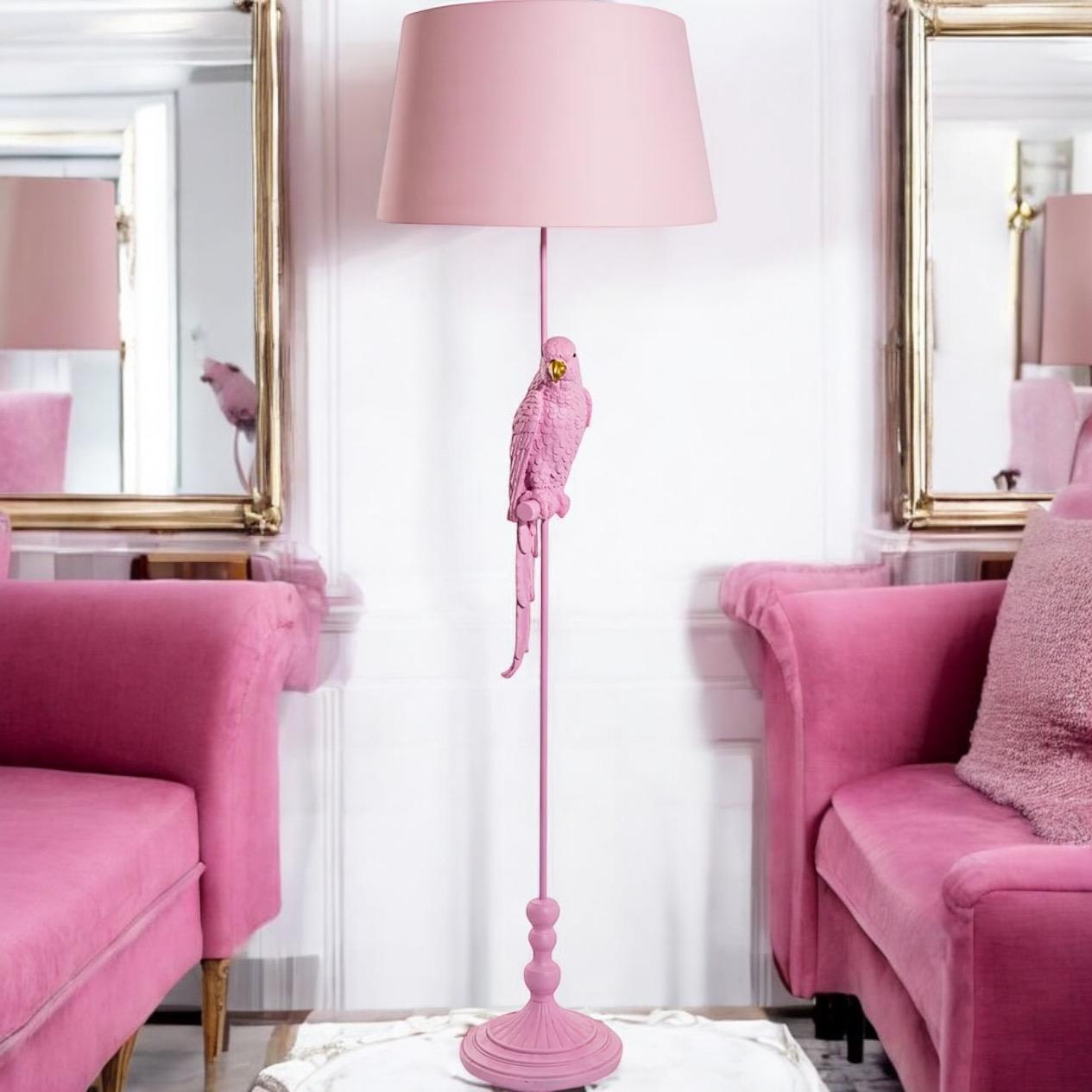 Pink parrot floor standing lamp