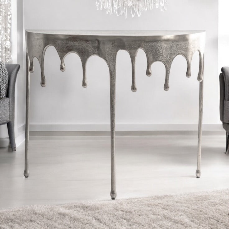 Silver Drip Console Table – Luxury Statement Furniture