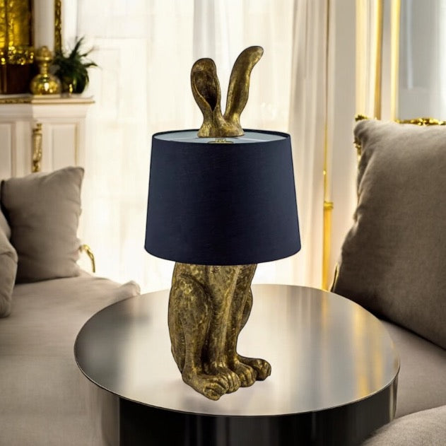 Gold Rabbit Ears Lamp with Black Shade