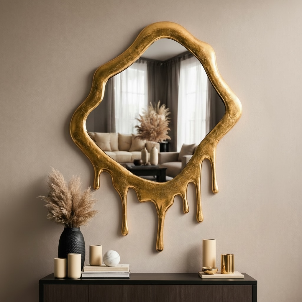 Golden drip Mirror - Large