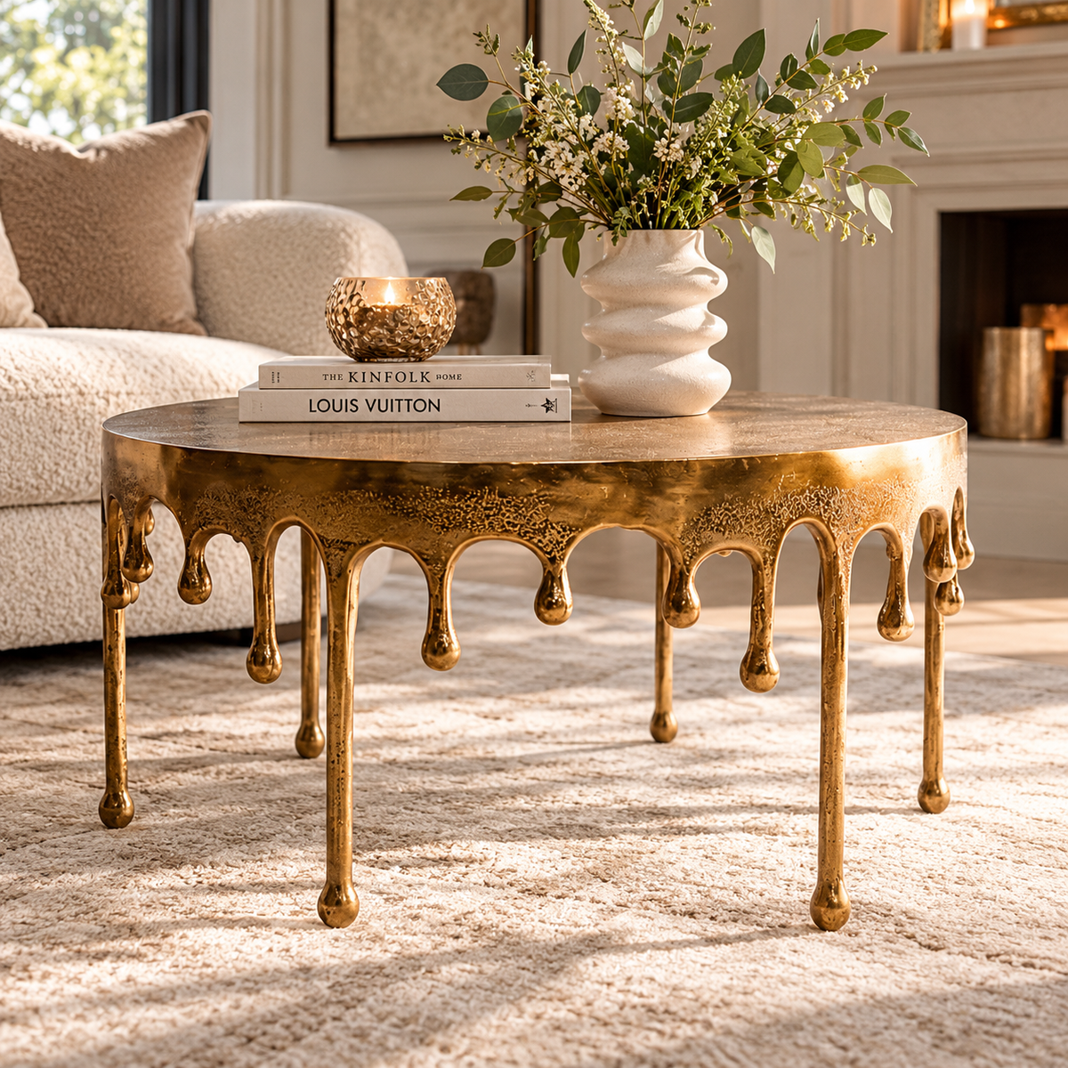 Golden Drip Coffee Table – Luxury Gold Statement Coffee Table