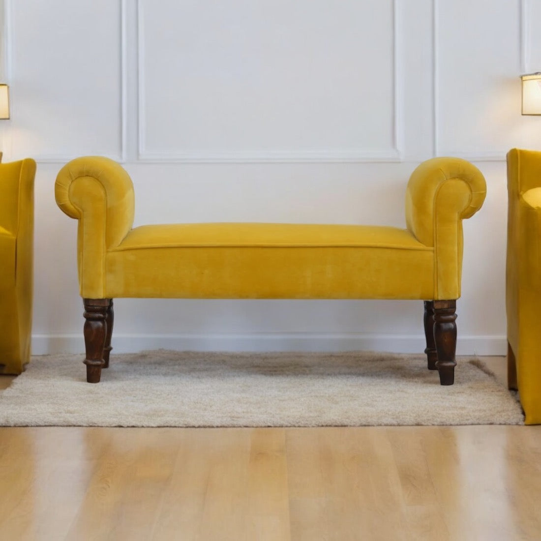 Mustard Velvet bench