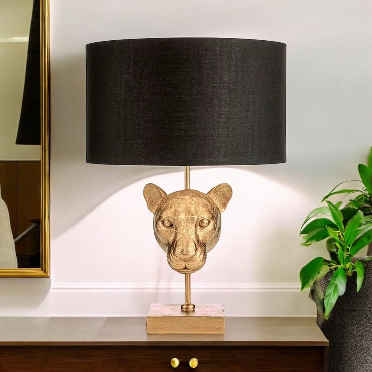 Leopard Table Lamp - Matt Black