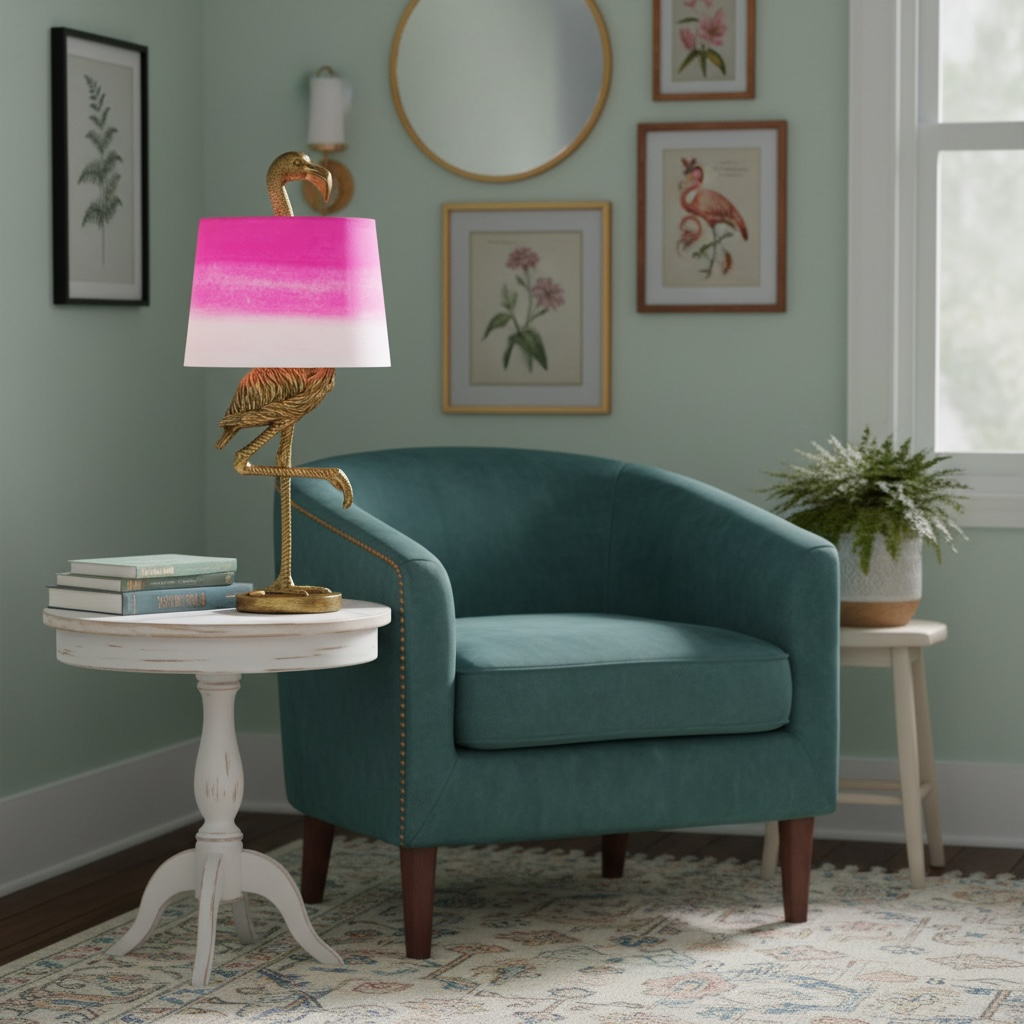 Flamingo Table Lamp - Pink fade Lampshade
