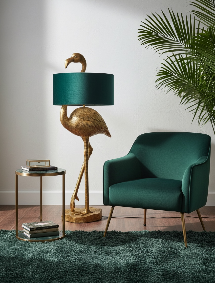 Golden Flamingo floor standing lamp