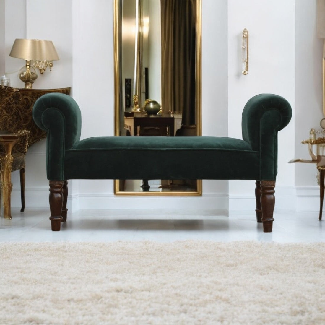 Green Velvet Bench