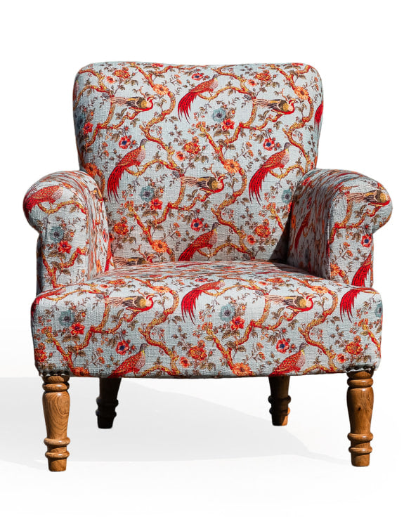 Oriental Floral Birds Occasional Armchair – Luxury Patterned Accent Chair