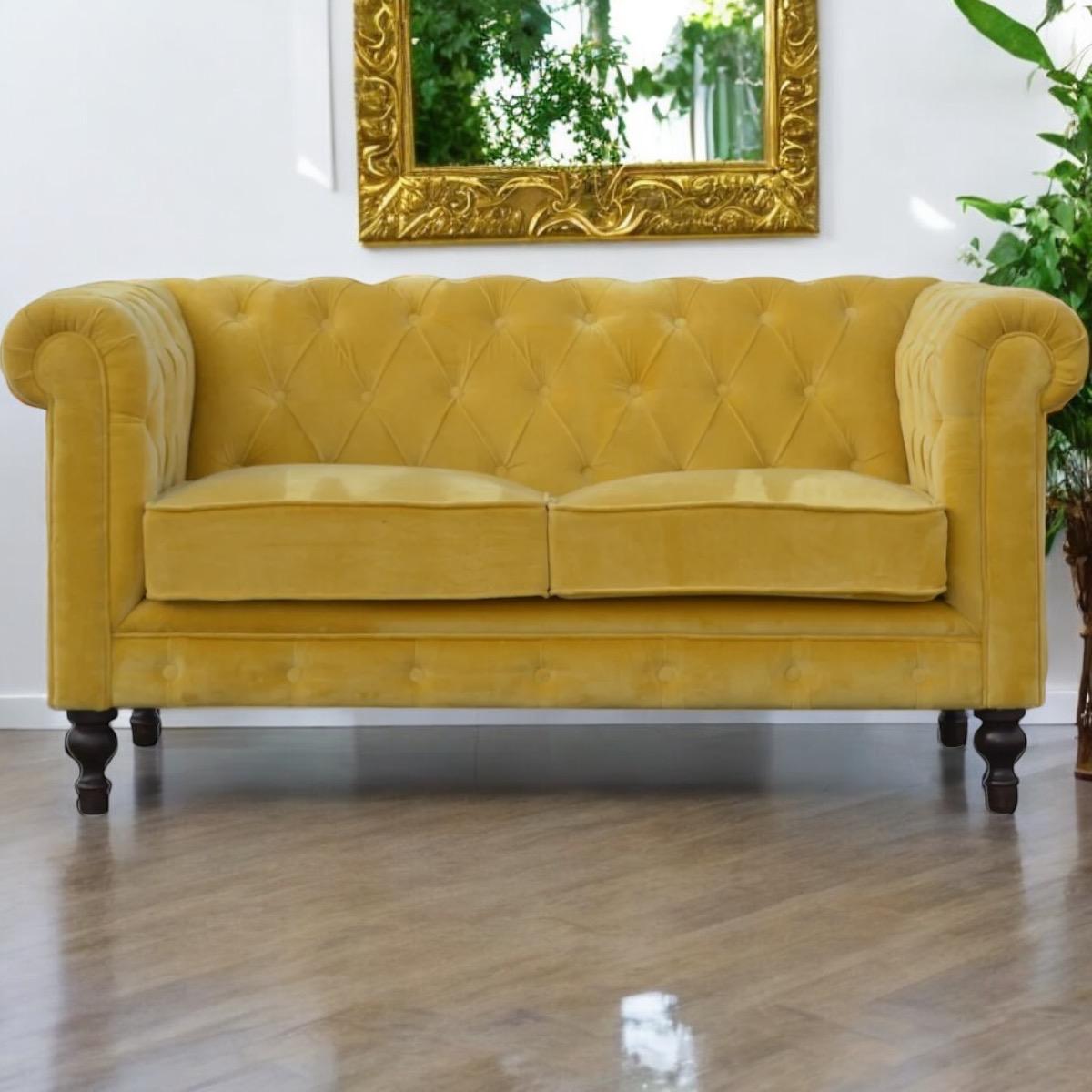 Yellow Chesterfield two seater sofa - PRE ORDER ONLY