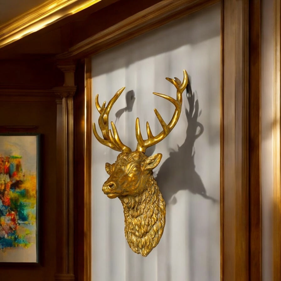 Large Stag Wall Head - Antique Gold