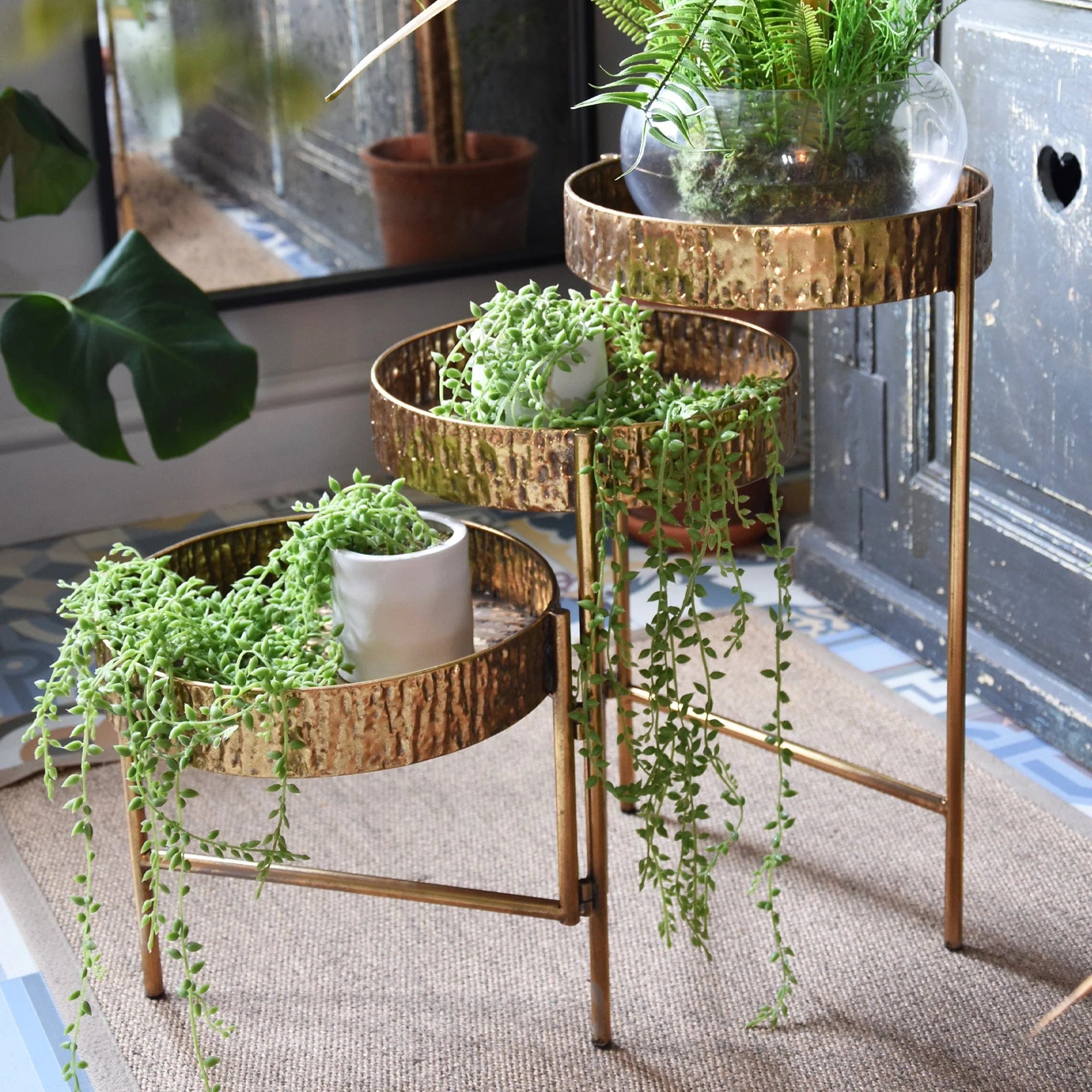 Plant Stand - Antique Gold