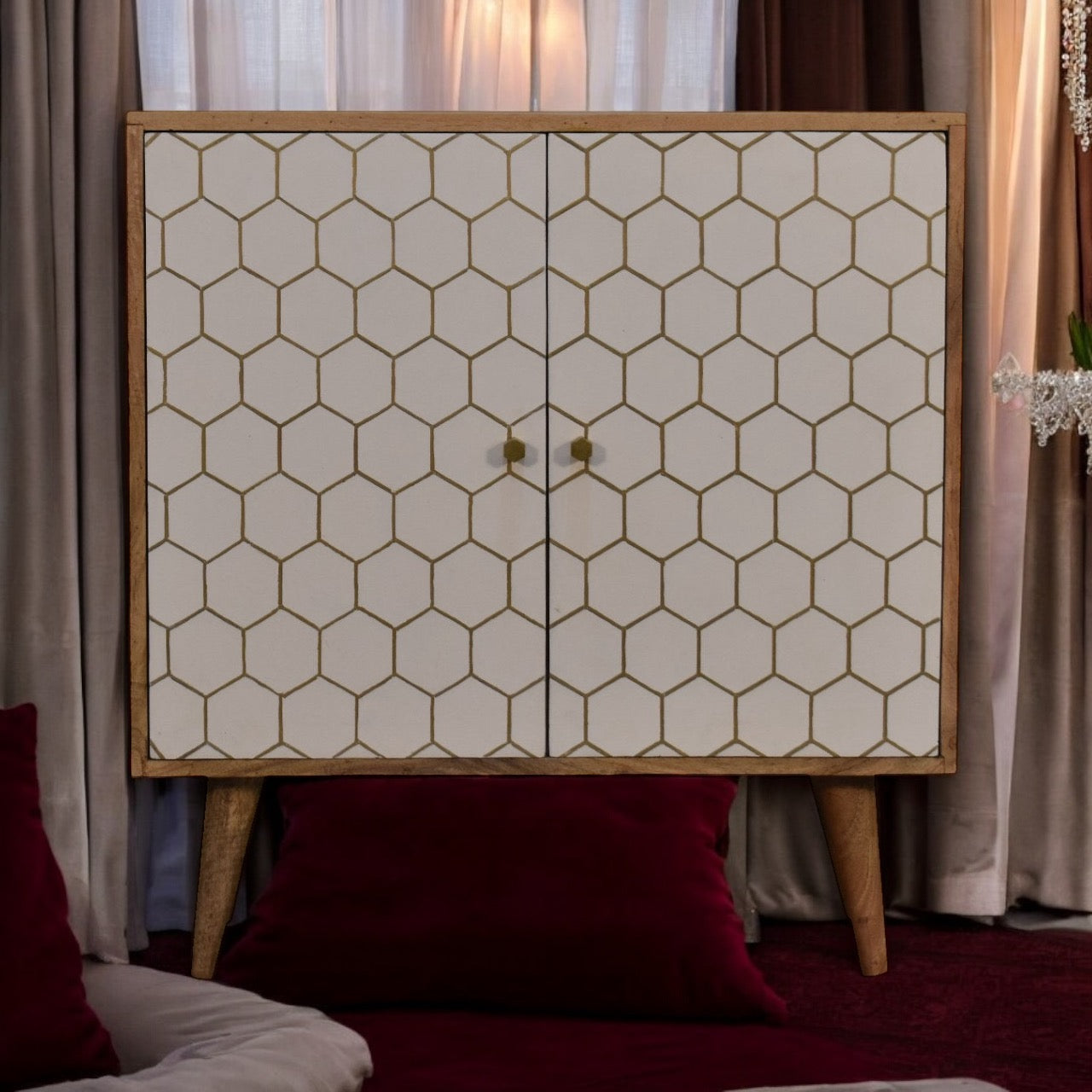 Oak Storage Cabinet - Honeycomb