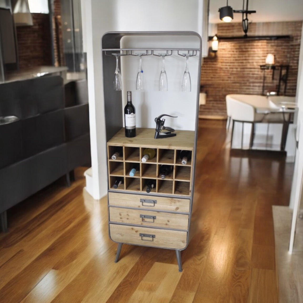 Retro Industrial Wine Cabinet