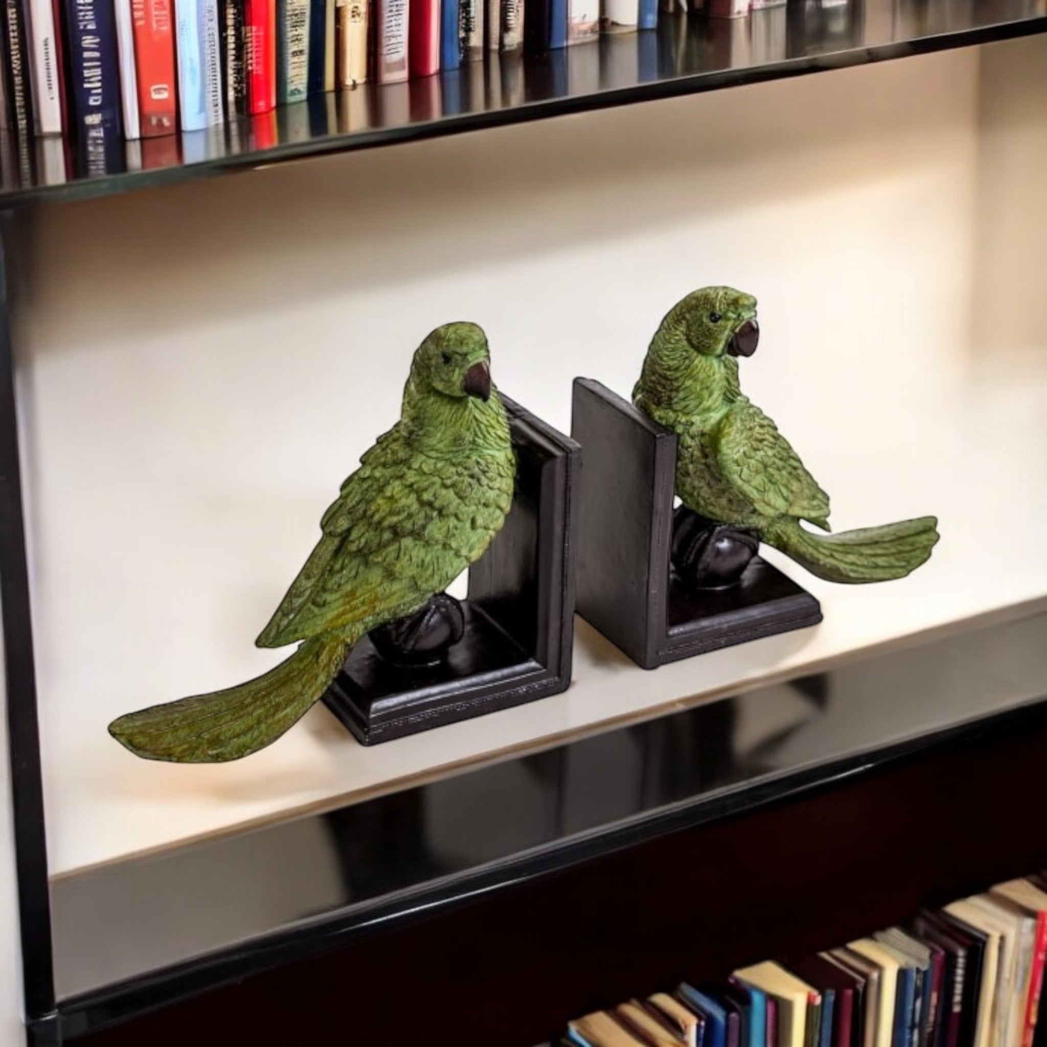 Bookend- Pair of Vibrant Parrots
