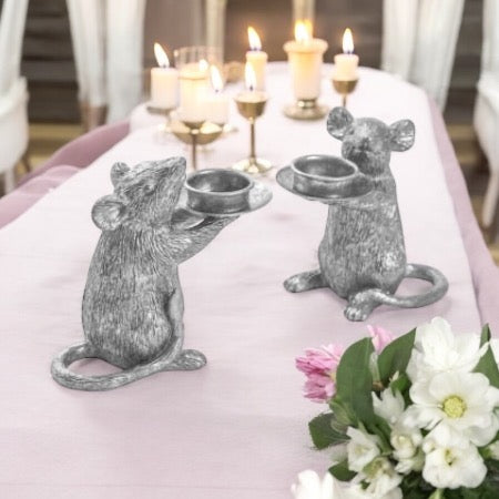 Candle holders - Set of Silver Mice
