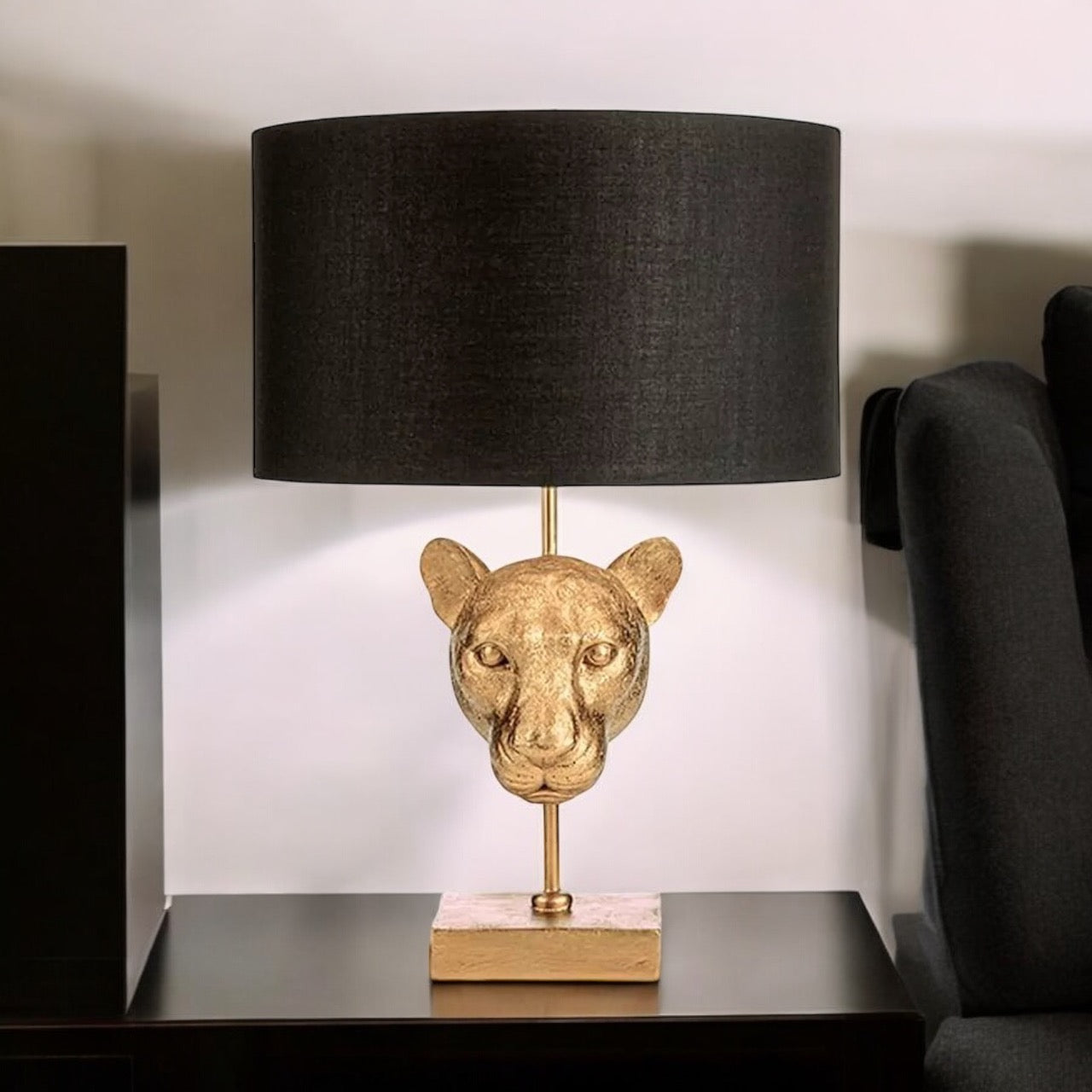 Leopard Table Lamp - Matt Black - Clearance Sale