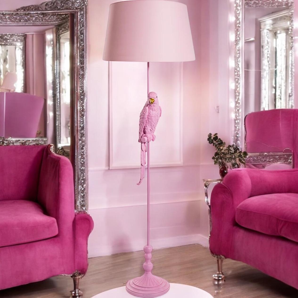 Pink parrot floor standing lamp