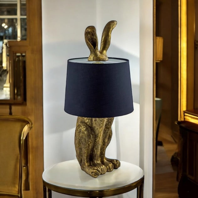 Gold Rabbit Ears Lamp with Black Shade