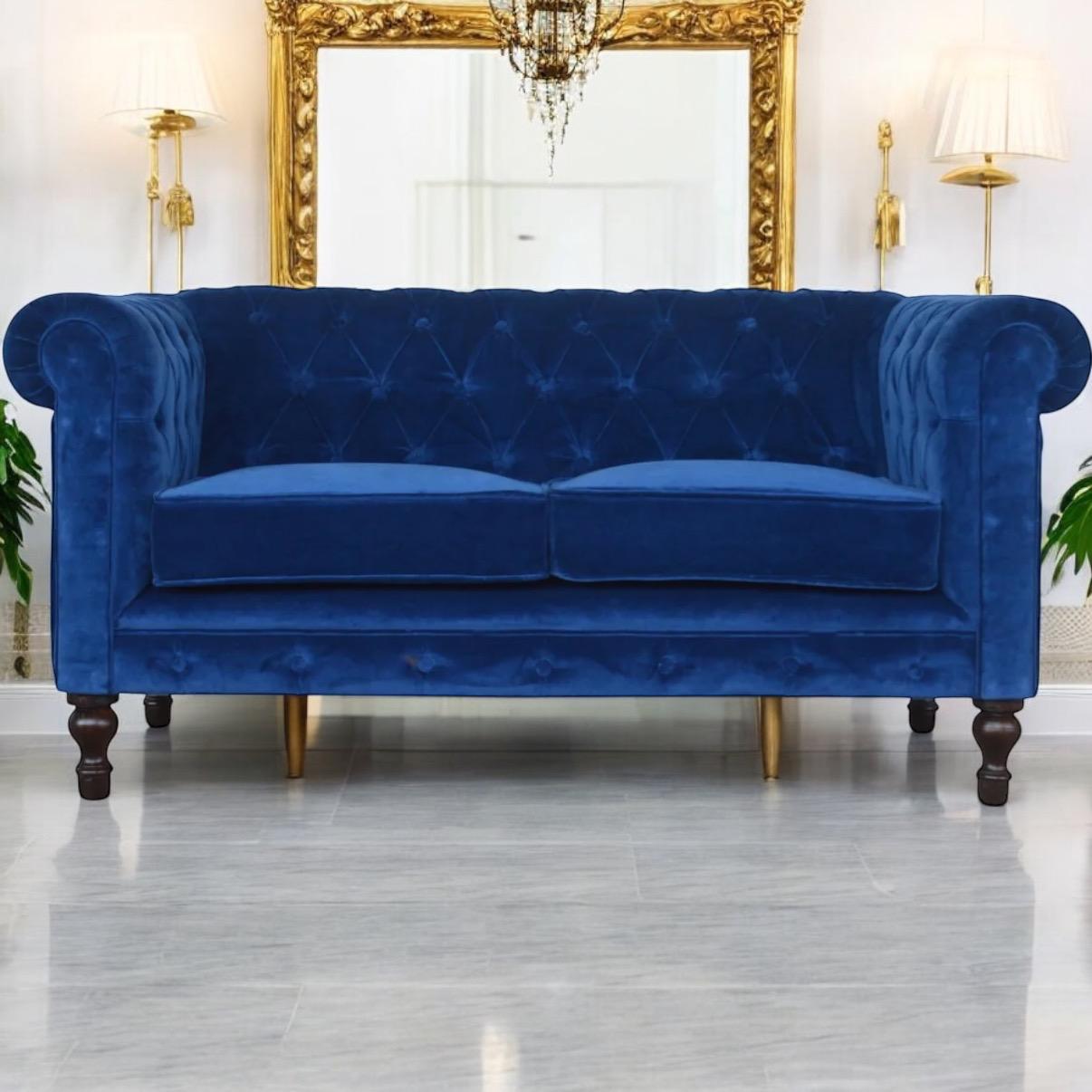 Royal Blue velvet luxurious sofa