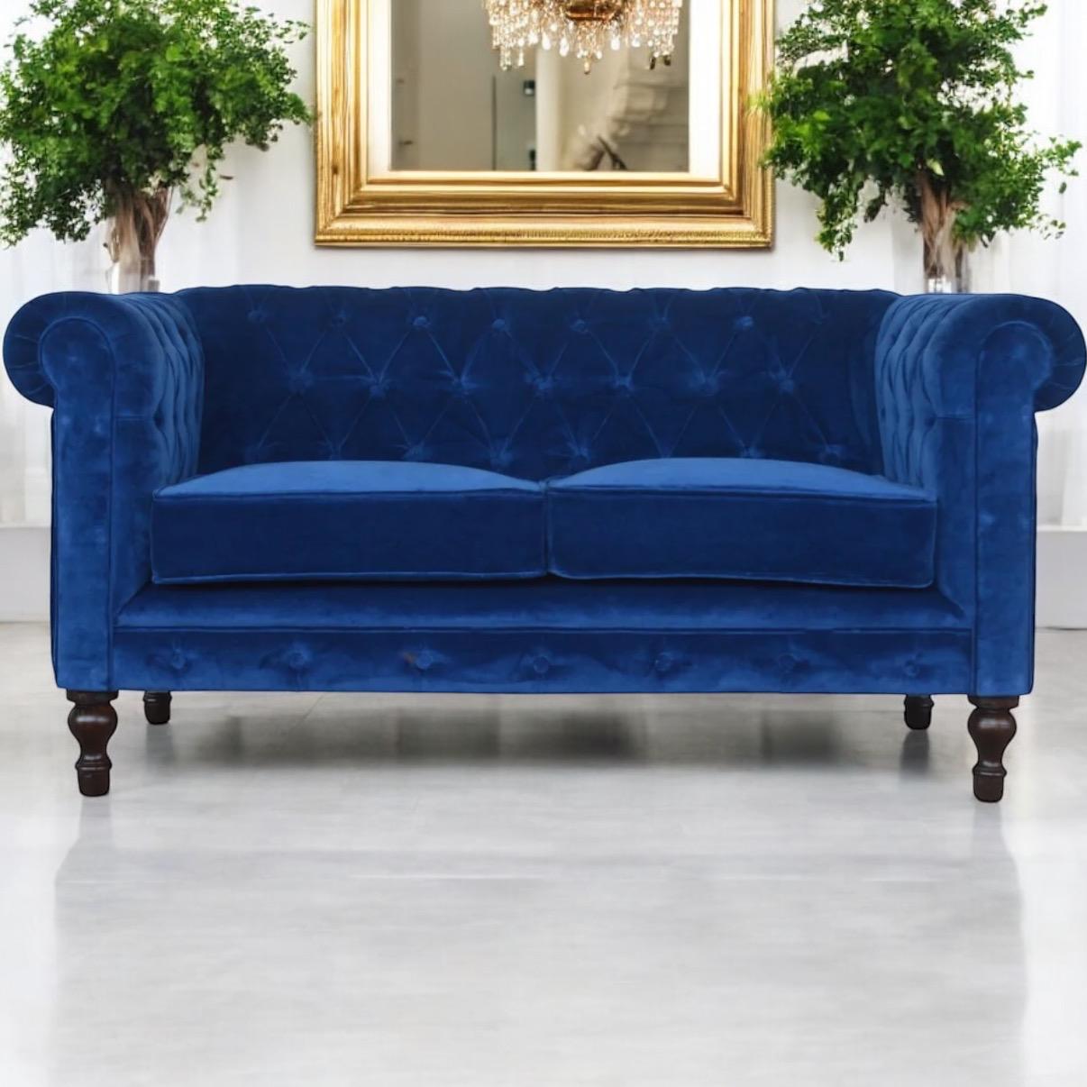 Royal Blue velvet luxurious sofa