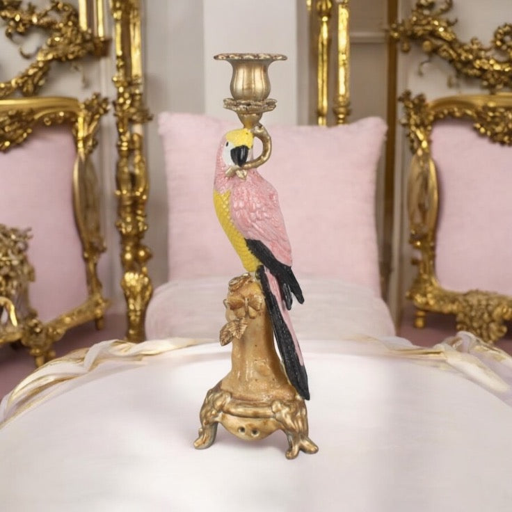 Parrot candle - Ornate gold and pink