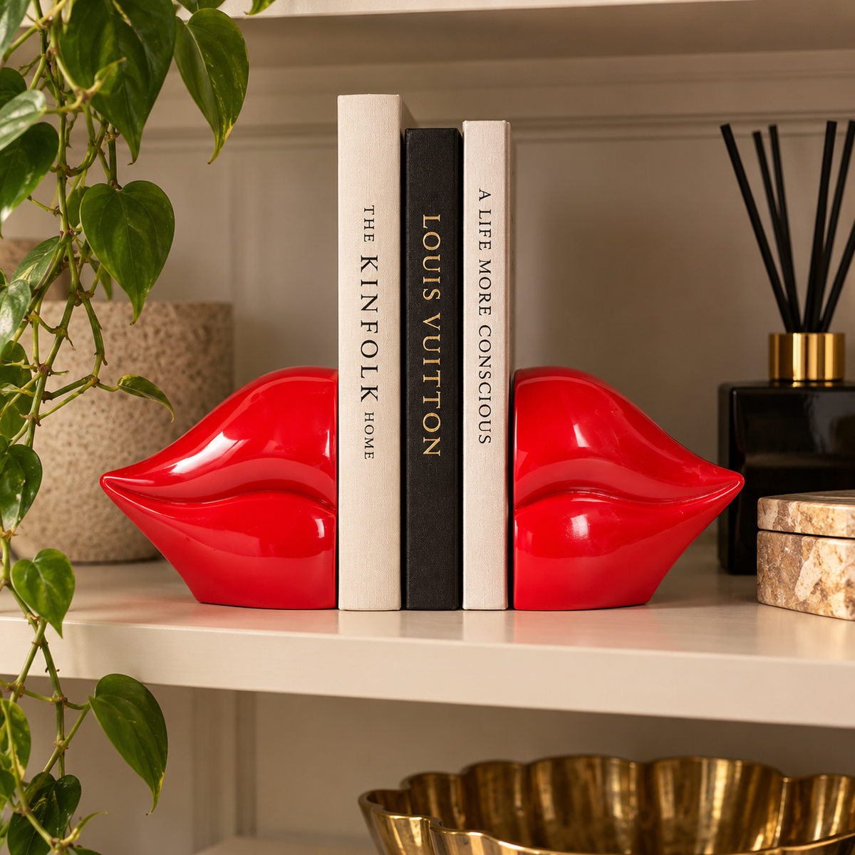 Red Lips Decorative Bookends – Set of 2