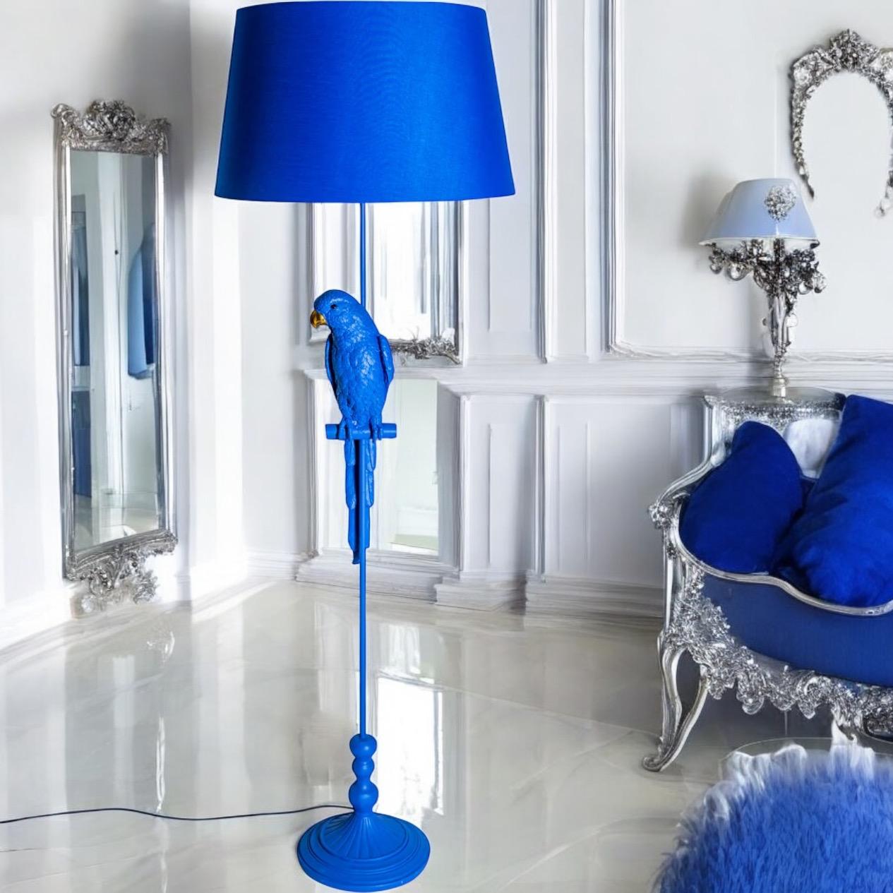 Royal Blue parrot floor standing lamp.