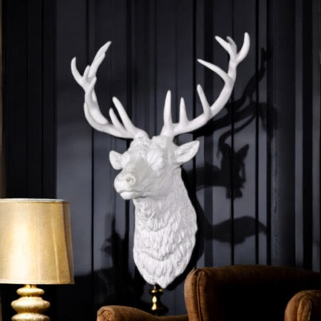 Large Stag Wall Head - White